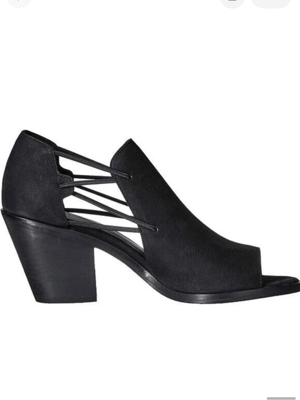 Eileen Fisher Nikki Leather Peep Toe Sandals Size 7.5 Black
